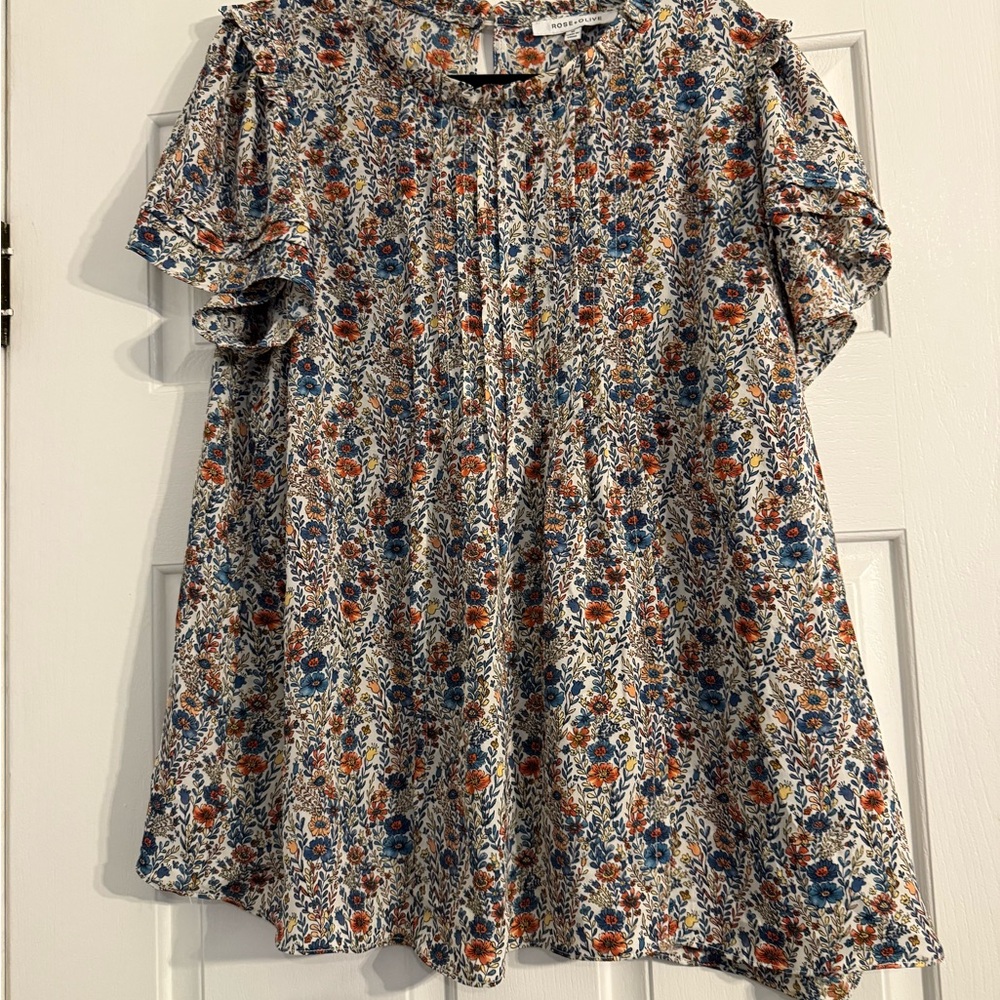 Rose & Olive Vibrant Floral Top